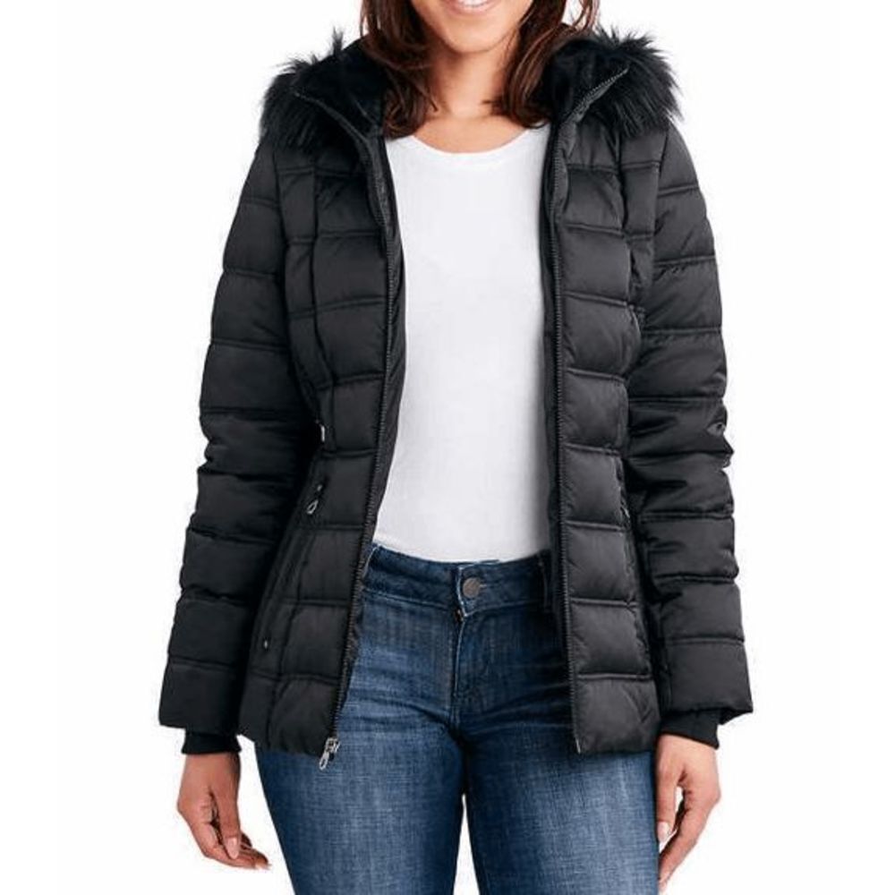 Faux Fur Trim Hooded Water Resistant Puffer Jacket | Nautica